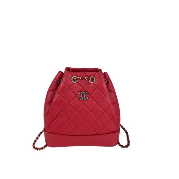 Chanel Aged Calfskin Quilted Small Gabrielle Red Backpack - Picture 1 of 10